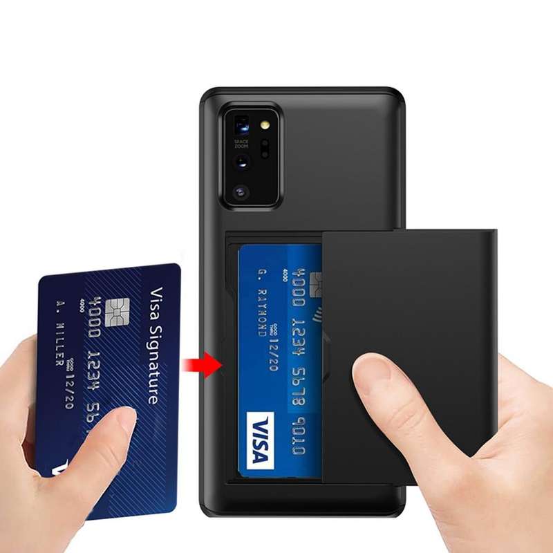 For Samsung Note20 Shockproof Rugged Armor Protective Case with Card Slot(Black)