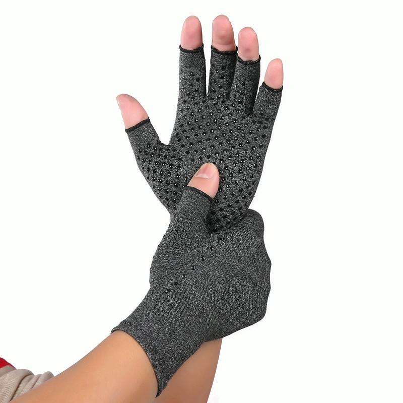 Hemp Gray Dispensing A Pair Sports Breathable Health Care Half Finger Gloves Rehabilitation Train...