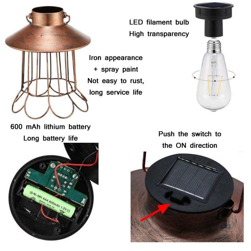Outdoor Solar Waterproof Wrought Iron LED Hanging Light(Petals)