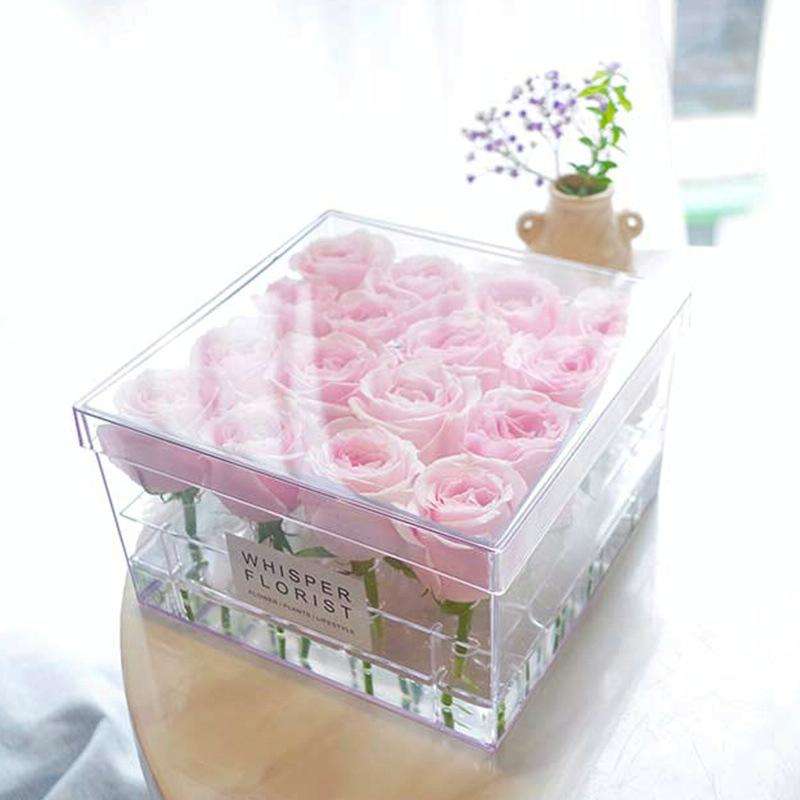 Square Transparent Acrylic Gift Box Flower Box, Specification: 16 Holes