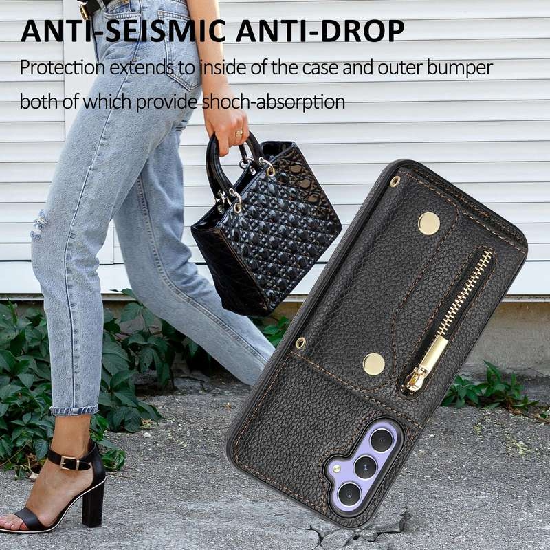 For Samsung Galaxy S24 DF-09 Crossbody Litchi texture Card Bag Design PU Phone Case(Black)