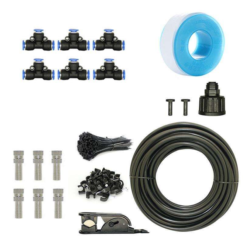 Low Pressure Spray DIY Kit Outdoor Cooling Atomization System, Specification: 6m 6 Heads(Black)