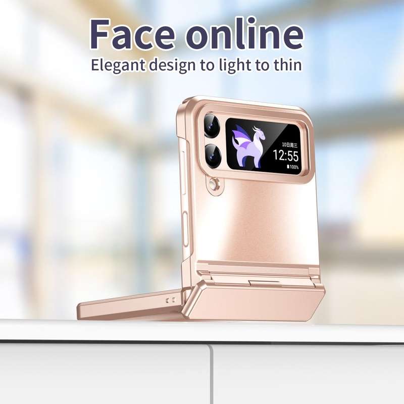 For Samsung Galaxy Z Flip4 5G Electroplating All-inclusive Phone Case with Hinge(Pink)