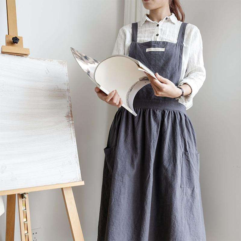 Cotton Simple Home Woman Apron(Oat)