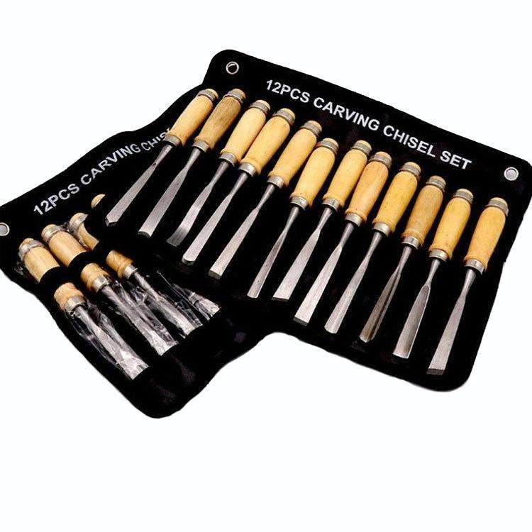 12 PCS / Set Knife Carving Knife Woodworking Chisel Root Carving Wood Carving Tools