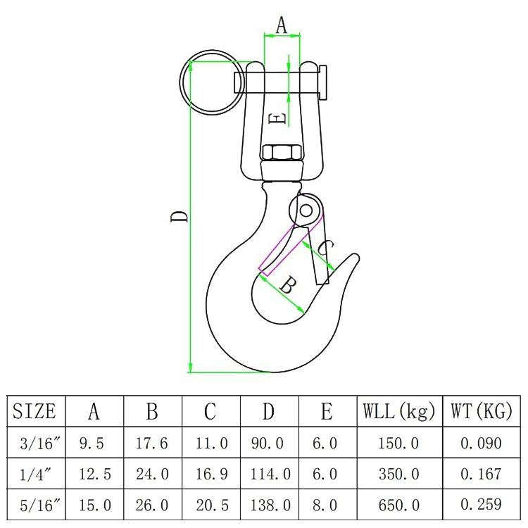 150kg Load Bearing 304 Stainless Steel Rotatable Fork Hoist Chain Lifting Cargo Hook