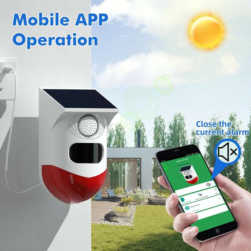CT80R USB Upgrade Model Infrared Motion Detector Solar Outdoor PIR Wireless Strobe Siren Detector...