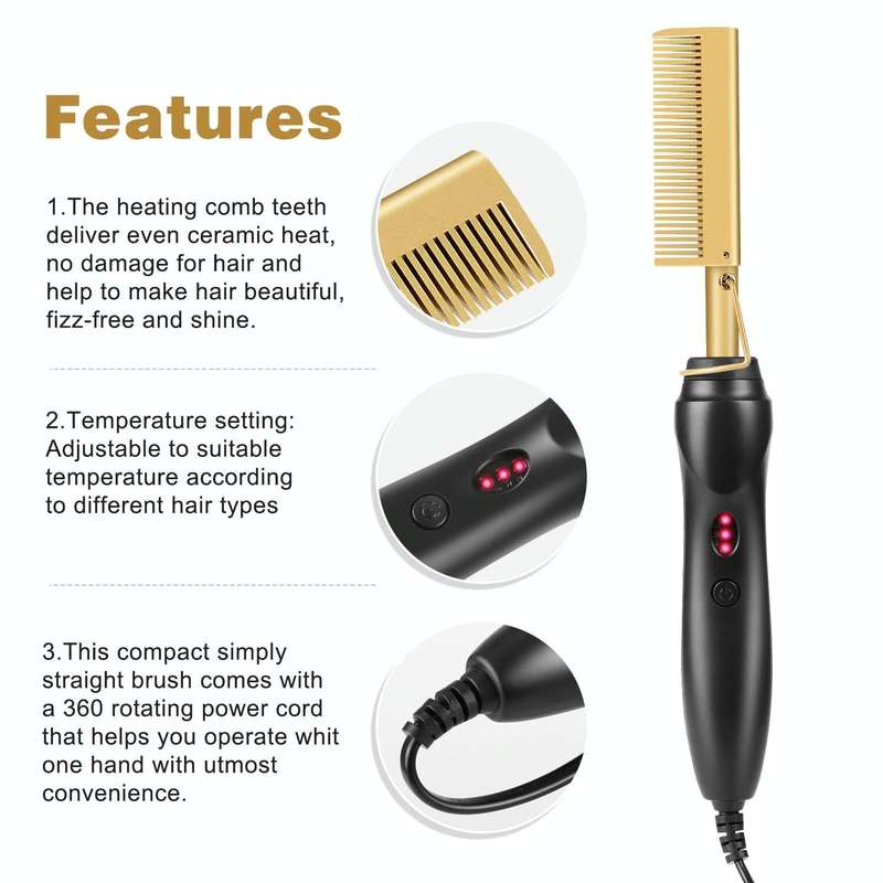 Multifunctional Comb Dry And Wet Dual-Use Curly Hair Straightening Stick Electric Perm Comb EU Pl...