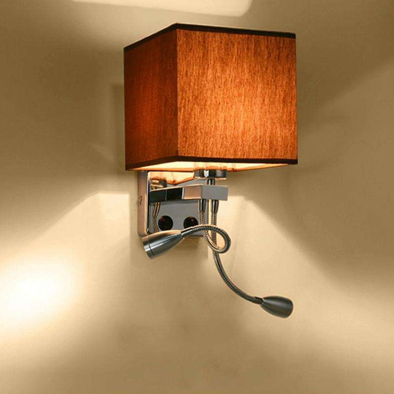 Creative Minimalist Living Room Bedroom Bedside Lamp Hotel Reading Lamp, Lampshade Color:Double T...