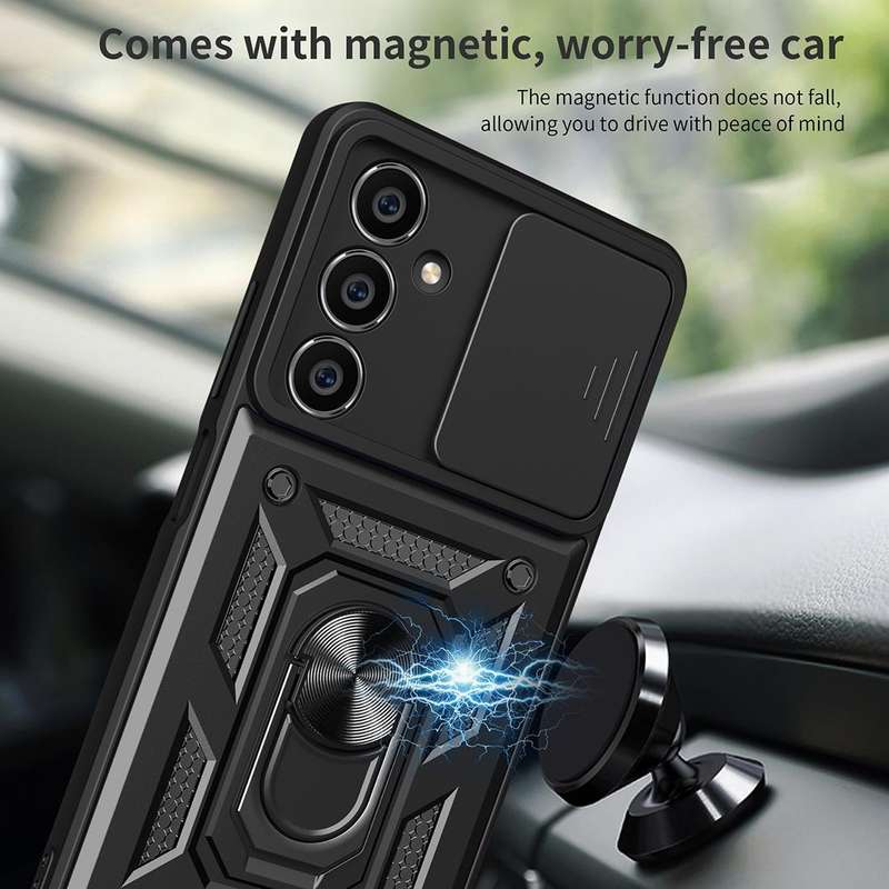 For Samsung Galaxy S23 FE 5G Sliding Camera Cover Design TPU+PC Phone Case(Black)