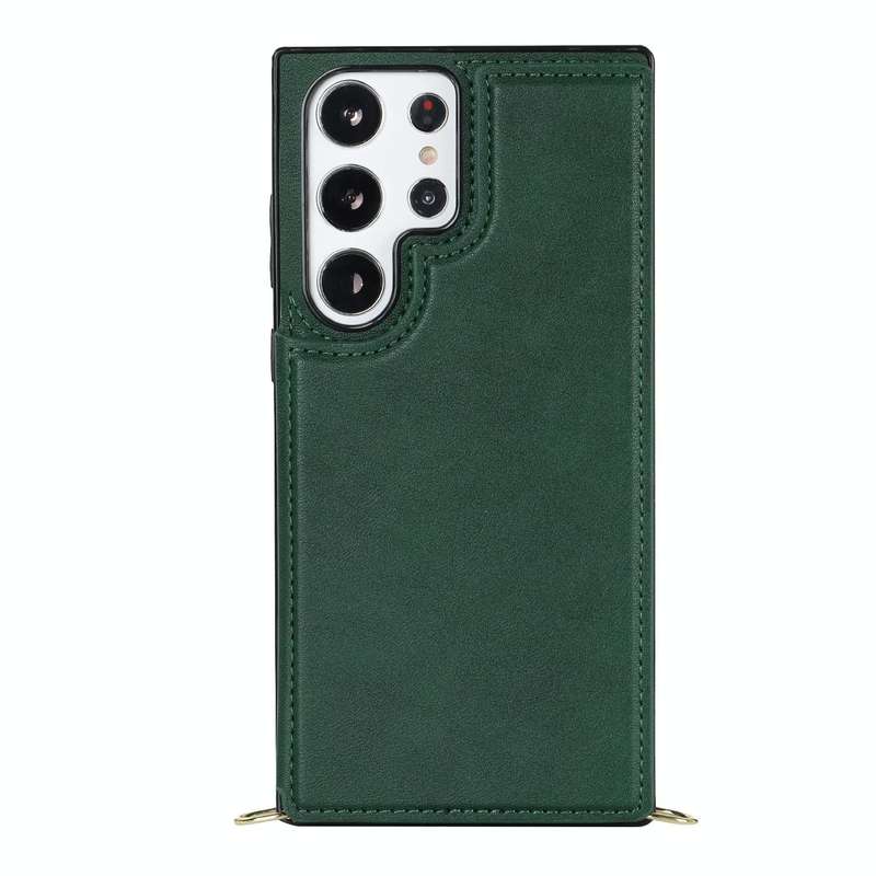 For Samsung Galaxy S23 Ultra 5G Cross-body Square Double Buckle Flip Card Bag TPU+PU Case(Green)