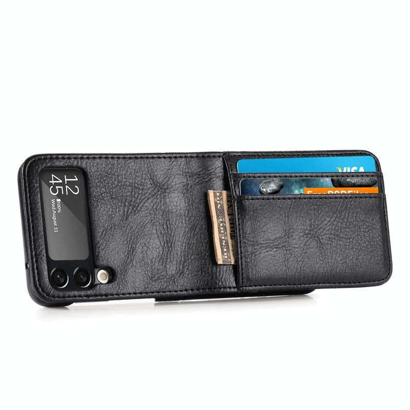 For Samsung Galaxy Z Flip3 5G Vertical Flip Card Slot Leather Phone Case(Black)