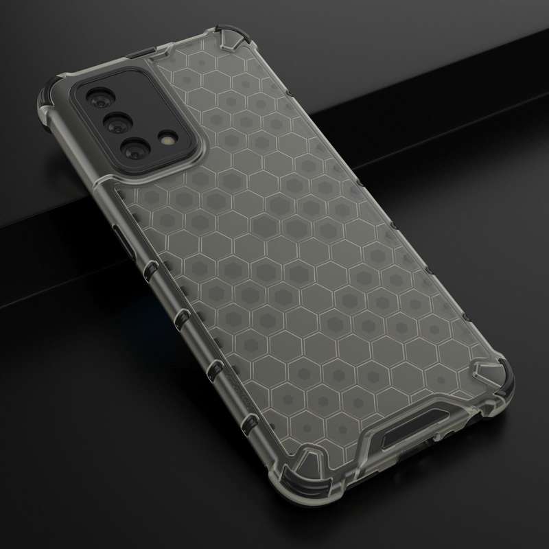 For OPPO A74 4G Shockproof Honeycomb PC + TPU Case(Black)
