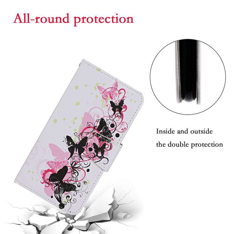 For Samsung Galaxy A33 5G Colored Drawing Pattern Flip Leather Case(Four Butterflies)