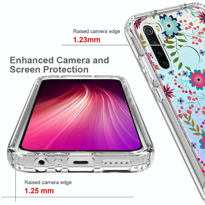 For Xiaomi Redmi Note 8 PC+TPU Transparent Painted Phone Case(Small Floral)