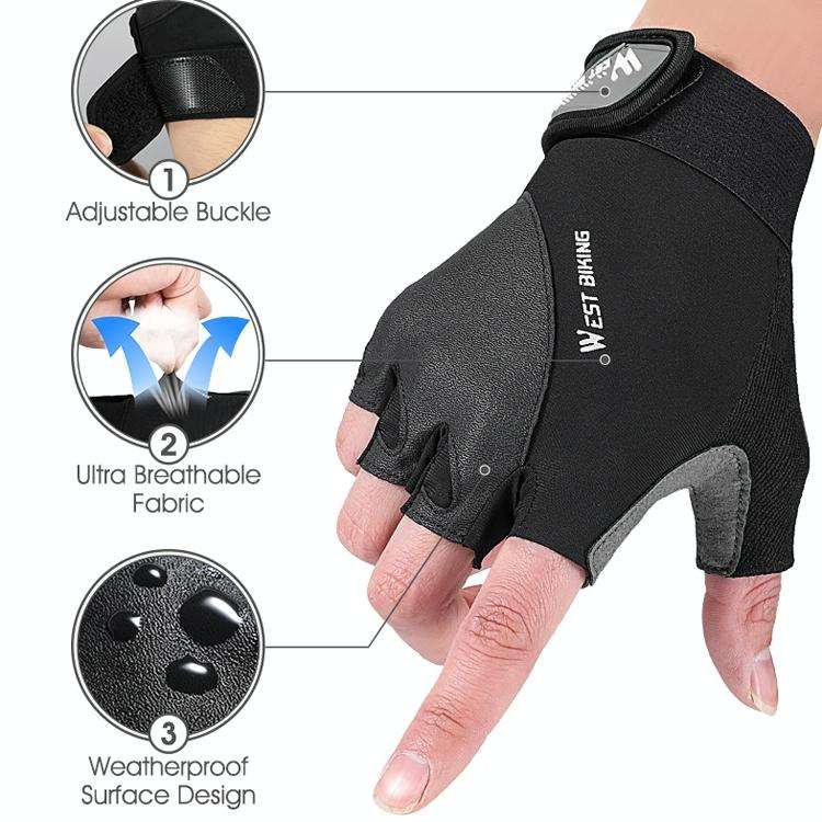 WEST BIKING YP0211210 Mountain Cycling Gloves Half Finger Breathable Anti-Slip Gloves Riding Equi...