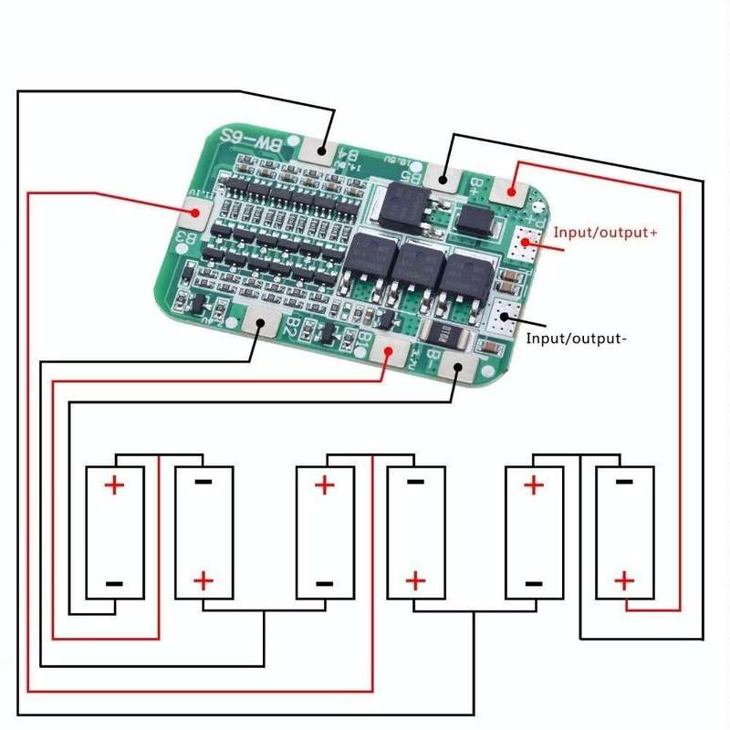 6 String 22/24V 18650 Lithium Battery Protection Board