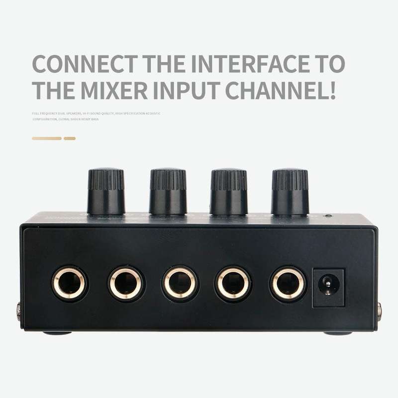 Recording Studio Four-way Headphone Amplifier Mixer Monitoring Multi-channel Amplifier, US Plug