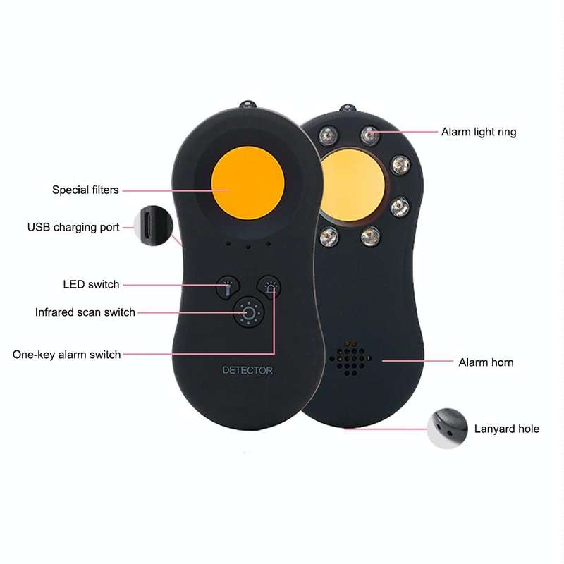 Hotel Anti-Spy Monitoring Detector Portable Monitor Camera Alarm Flashlight Anti-theft Home Infra...