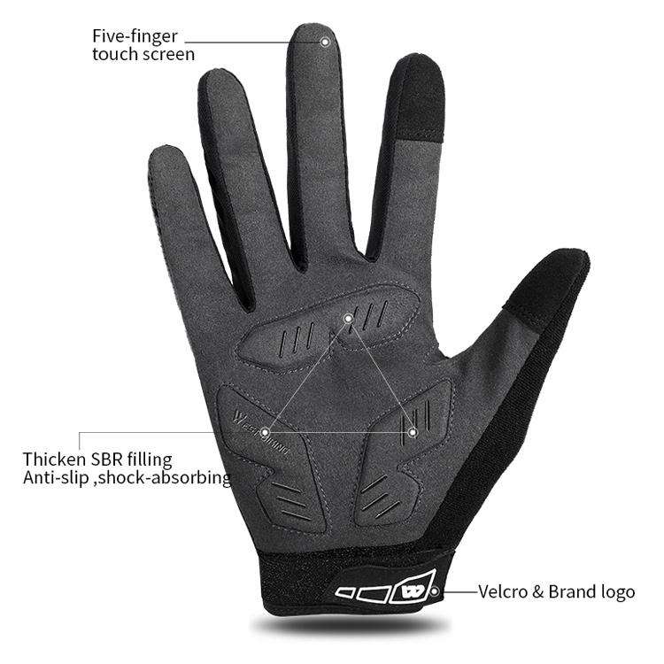 WEST BIKING YP0211207 Riding Full Finger Gloves Road Bike Mountain Bike Locomotive Shock Absorber...