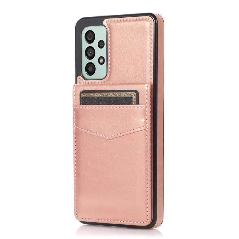 For Samsung Galaxy A33 5G Solid Color PC + TPU Protective Case with Holder & Card Slots(Rose Gold)