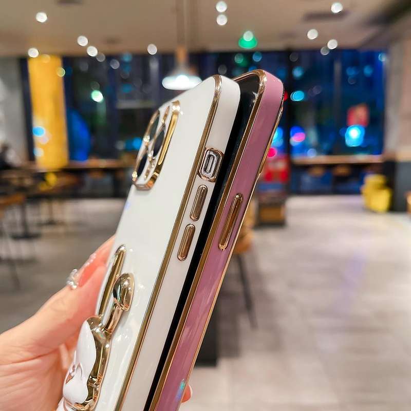 For iPhone XS Max Plating Rabbit Holder Phone Case(Black)