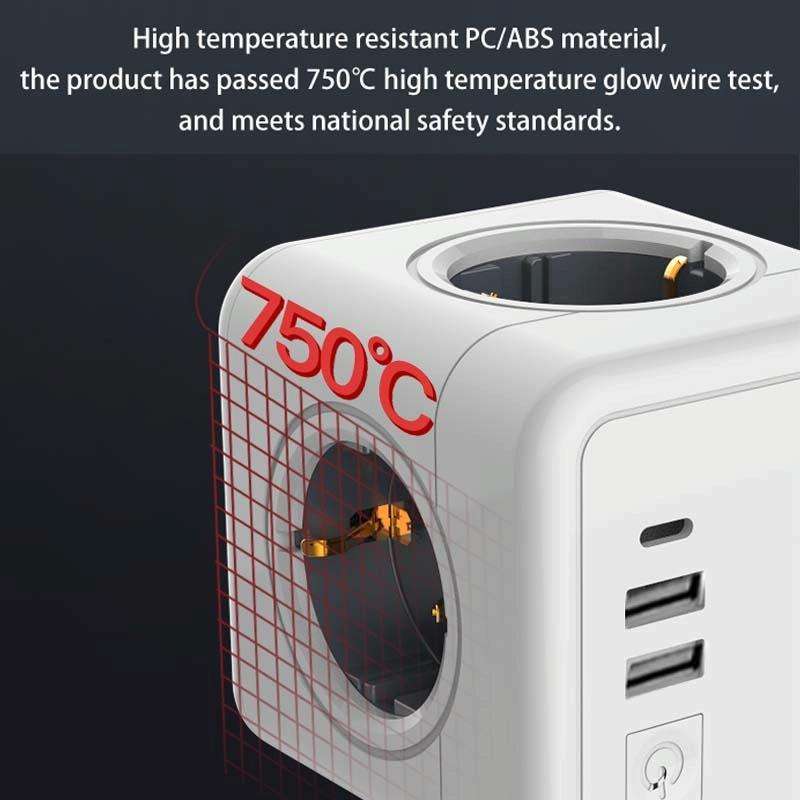 Creative Power Cube Socket Conversion Socket, EU Plug 1.5m Red