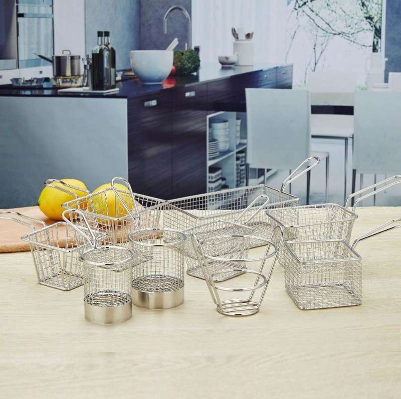 J13447M Stainless Steel Mini Fries Basket Restaurant Snack Bread Plate