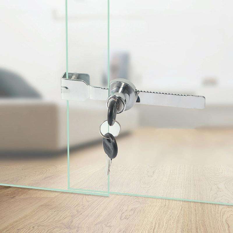 Removable Serrated Glass Sliding Door Lock Window Cabinet Door Latches With Key