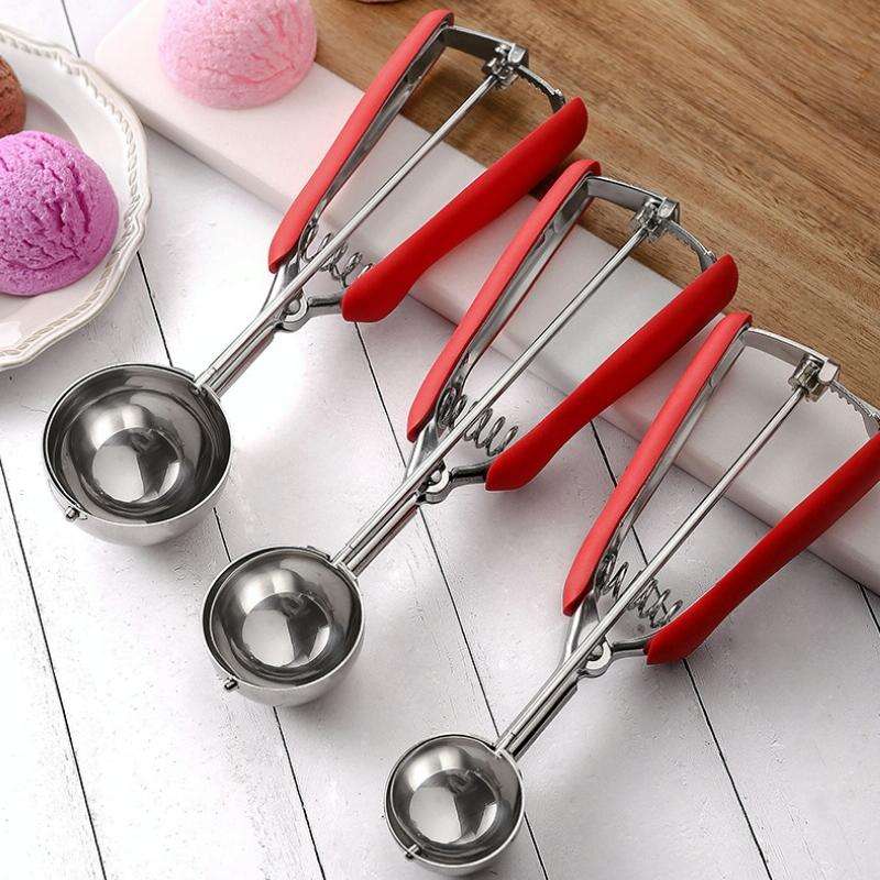 304 Stainless Steel Silicone Handle Ice Cream Scoop, Diameter 6cm