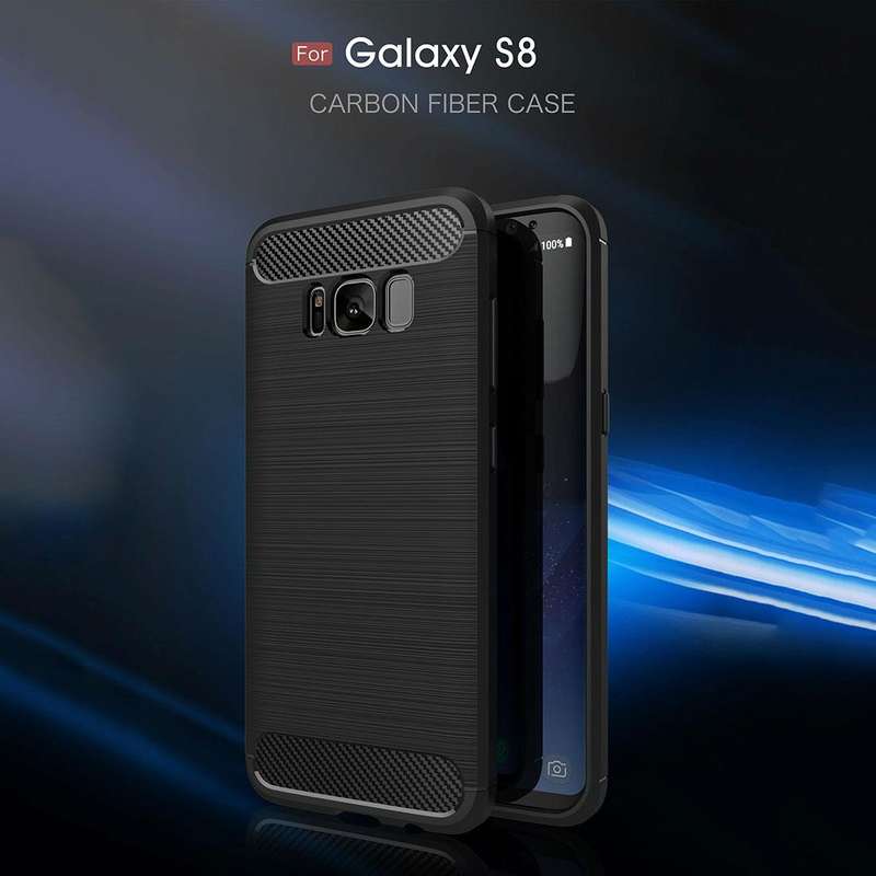For Galaxy S8 Brushed Carbon Fiber Texture Shockproof TPU Protective Cover Case (Black)