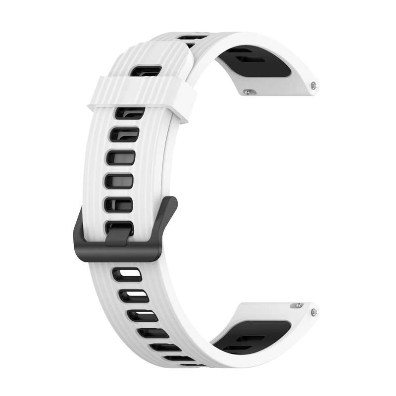 For Garmin Forerunner 245 20mm Vertical Pattern Two-Color Silicone Watch Band(White+Black)