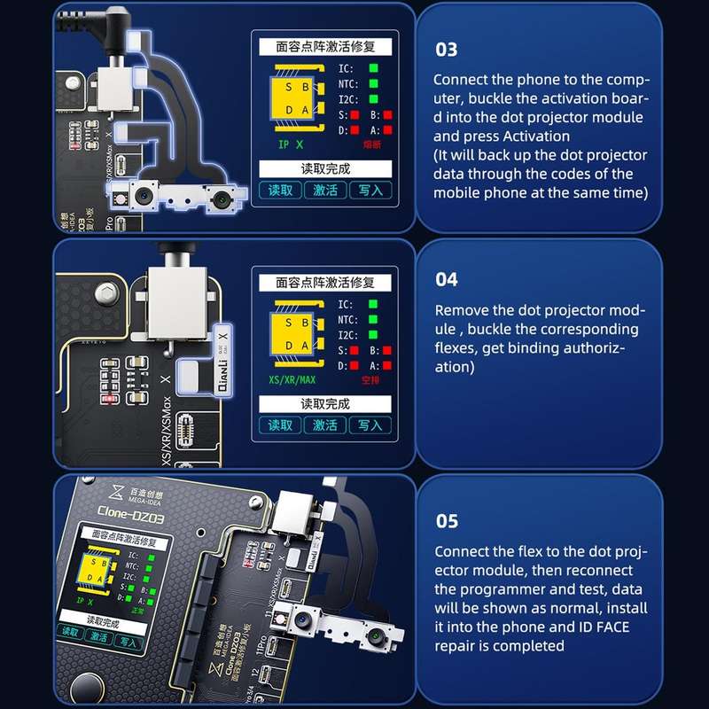 MEGA-IDEA Clone DZ03 Battery Activation & Face ID Dot Matrix Programmer for iPhone 8-14 Pro Max, ...