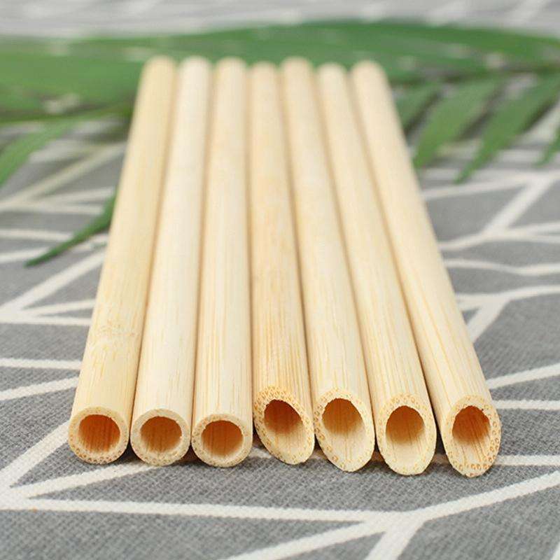 10 PCS Juice Coffee Pearl Milk Tea Natural Degradable Bamboo Straw, Style: 20cm Flat