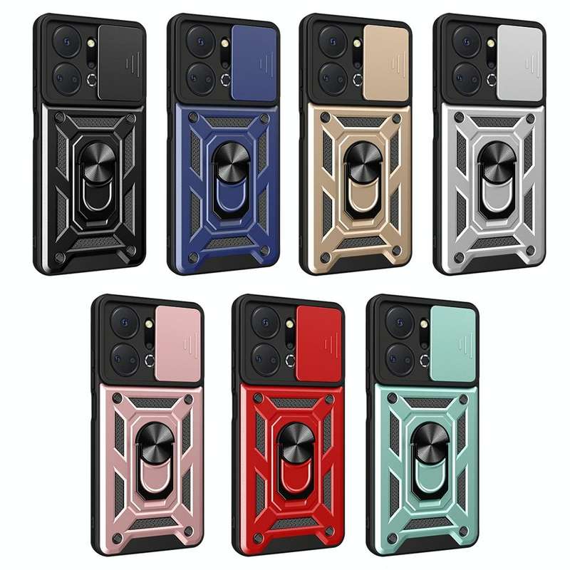 For Honor X7a 5G Sliding Camera Cover Design TPU+PC Phone Case(Black)