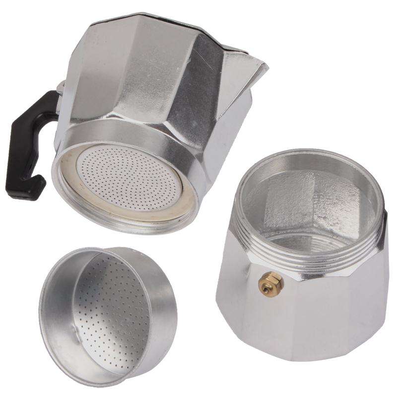 High Quality Aluminum Moka Coffee Maker Espresso Coffee Pot(Silver)