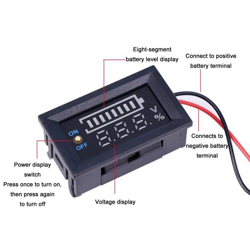 229TY 7-100V Electric Car Lithium Battery Voltage Power Meter Display Switch