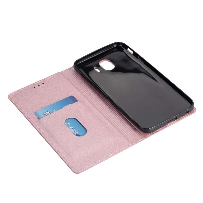 For Samsung Galaxy J4 (2018) Ultrathin Glitter Magnetic Horizontal Flip Leather Case with Holder ...