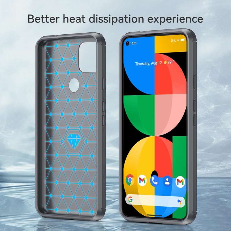 For Google Pixel 5 Brushed Texture Carbon Fiber TPU Case (Grey)