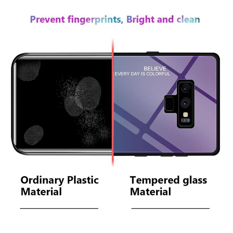 For Galaxy Note 9 Gradient Color Glass Case(Light Purple)