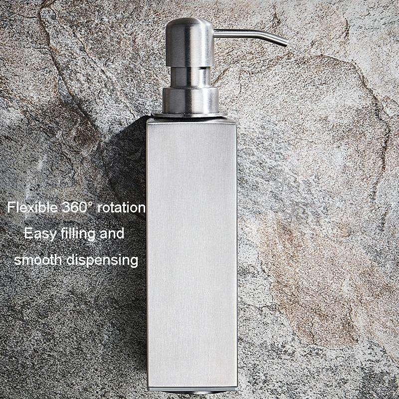 Hotel Stainless Steel Soap Dispenser Home Wall Mounted No Punch Press To Soap Bottle, Style: Squa...