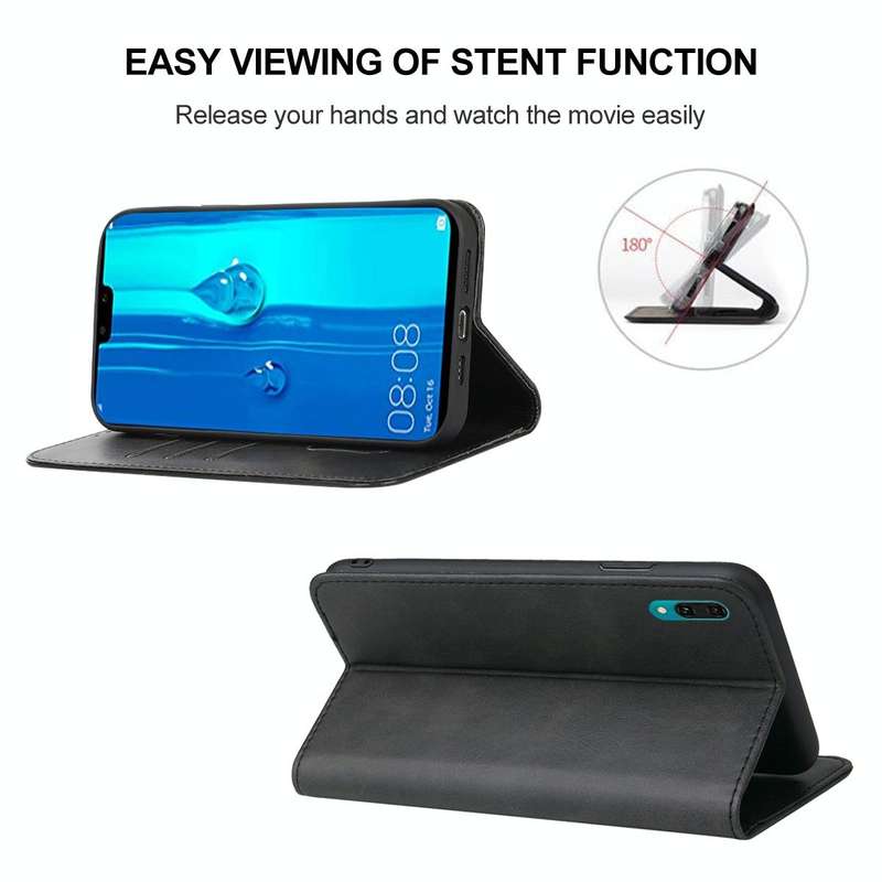 For Huawei Y9 2019 Magnetic Closure Leather Phone Case(Black)