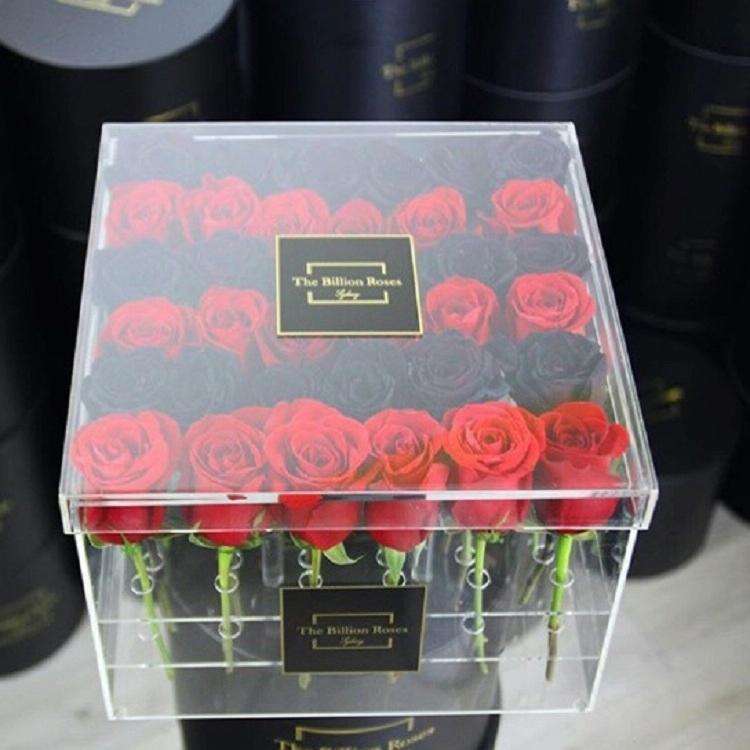 Square Transparent Acrylic Gift Box Flower Box, Specification: 25 Holes