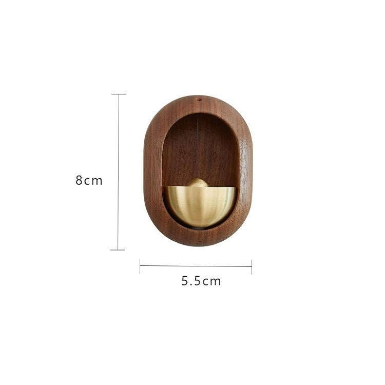 Suction Door Wind Chime Brass Wooden Doorbell Door Opening Reminder Pendant(Black Walnut)