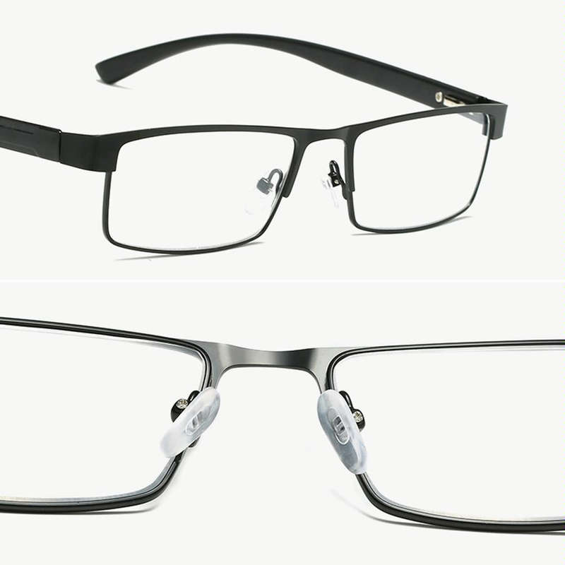 Simple Matel Frame Reading Glasses Hyperopia Eyeglasses +3.50D(Matte Black)