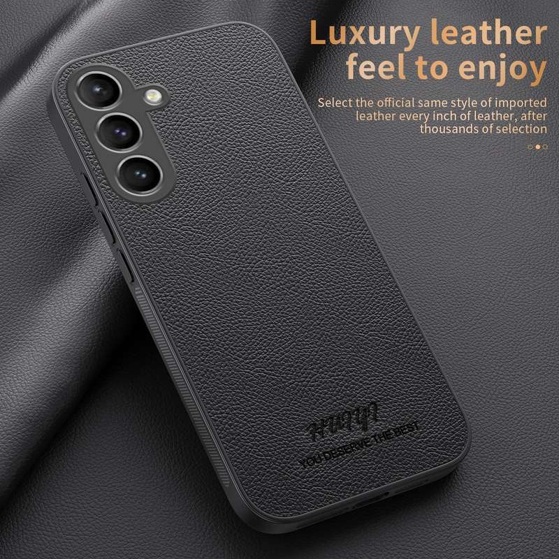 For Samsung Galaxy A34 5G HUIYI Leather MagSafe Magnetic Phone Case(Black)