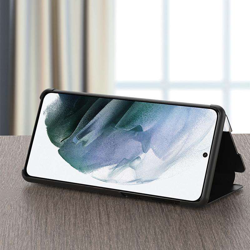 For Samsung Galaxy S22 5G Window View Leather Phone Case(Black)