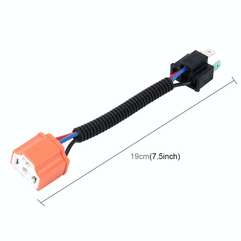 2 PCS H4 Car HID Xenon Headlight Male to Female Conversion Cable with Ceramic Adapter Socket