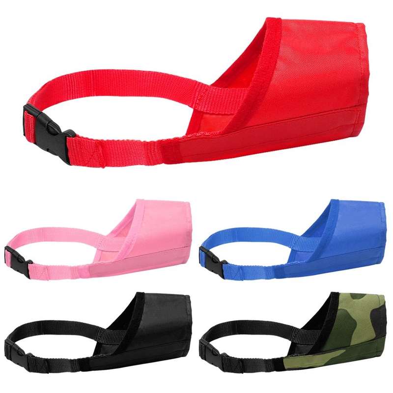 Pet Supplier Dog Muzzle Breathable Nylon Comfortable Soft Mesh Adjustable Pet Mouth Mask Prevent ...