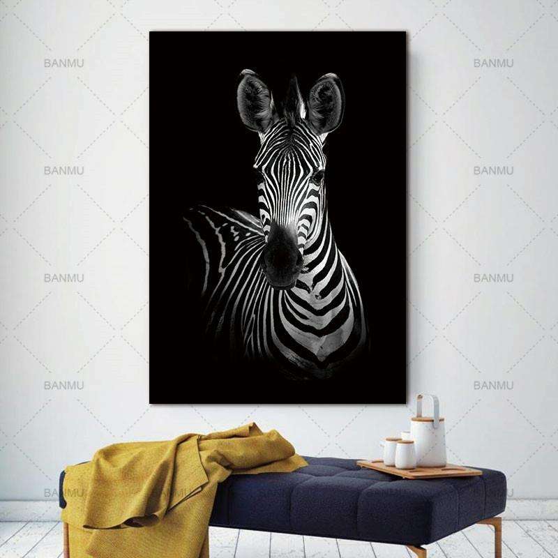 Simple Black and White Animal Decoration Painting Study Living Room Sofa Background Wall Painting...